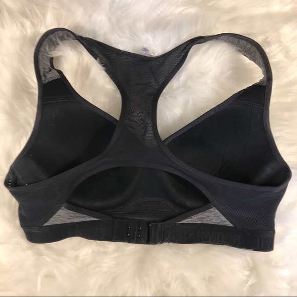 Under Armour Sport Bra Heat Gear Size 32C. Grey Black - Picture 2 of 7